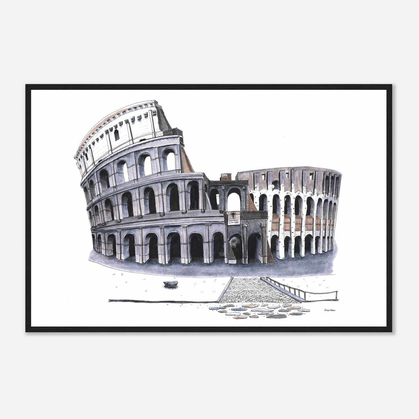 24 x 36 inch Colosseum Premium Matte Paper Wooden Framed Poster