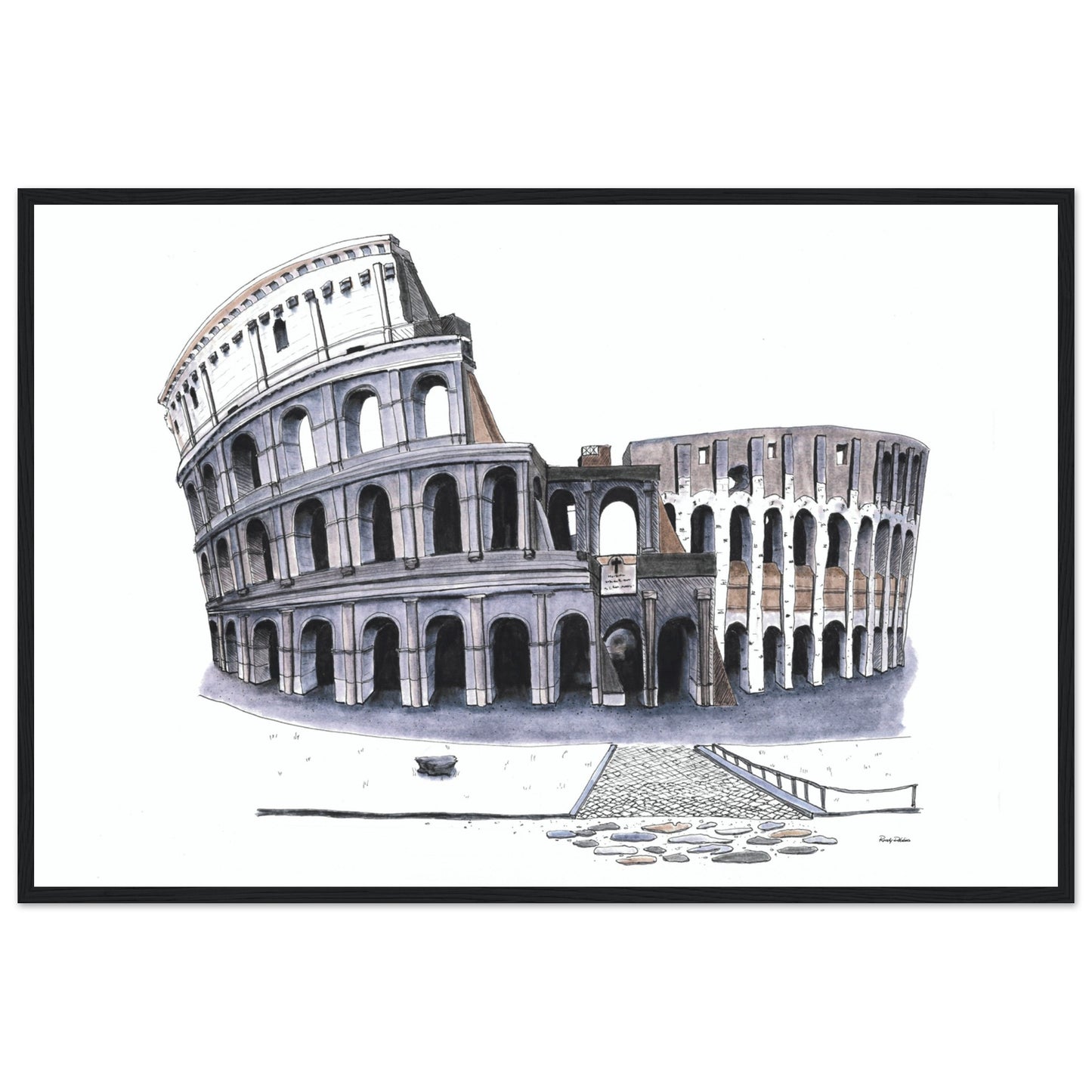 24 x 36 inch Colosseum Premium Matte Paper Wooden Framed Poster