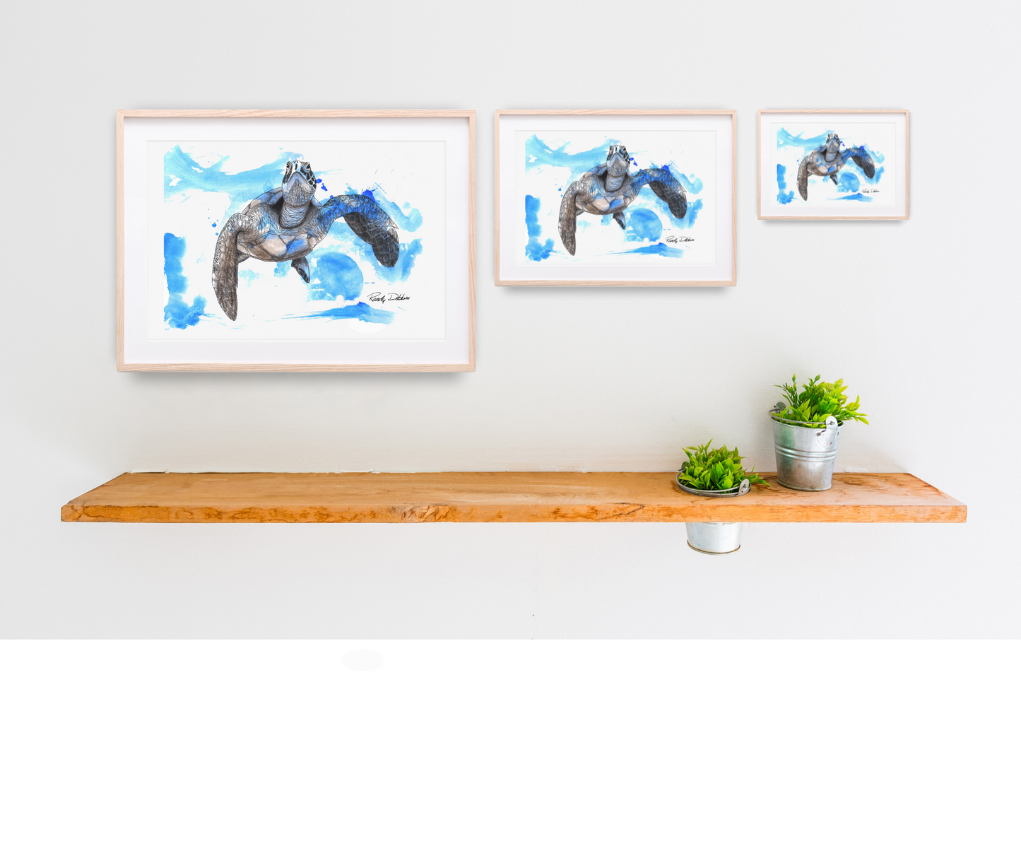 Stunning 'Sea Turtle in Messy Blue Water' - Unique Ink and Watercolor Print - Unforgettable Artwork to Spark Joy and Character in Every Room