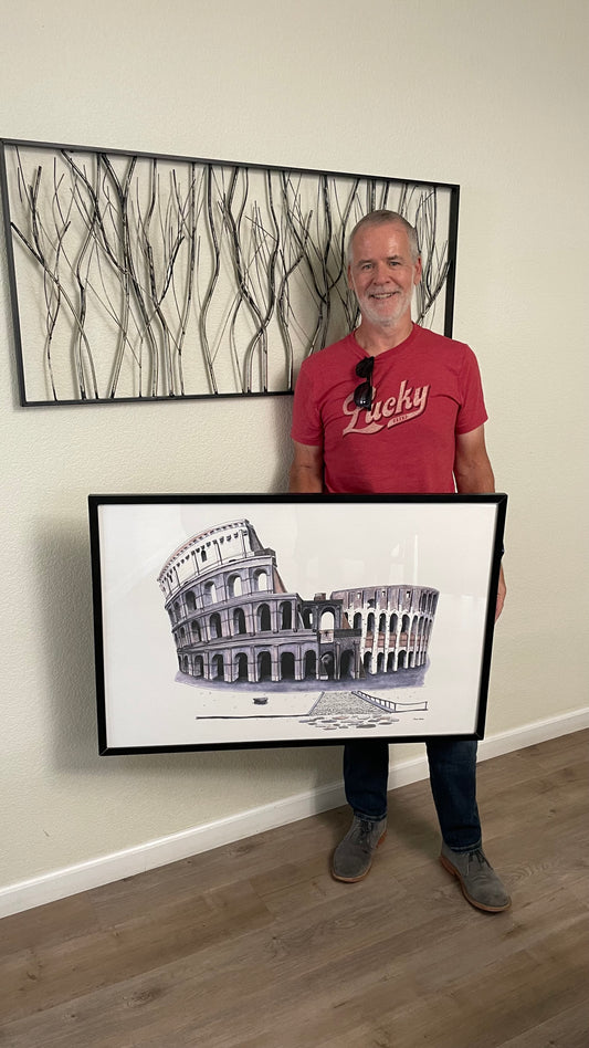 24 x 36 inch Colosseum Premium Matte Paper Wooden Framed Poster