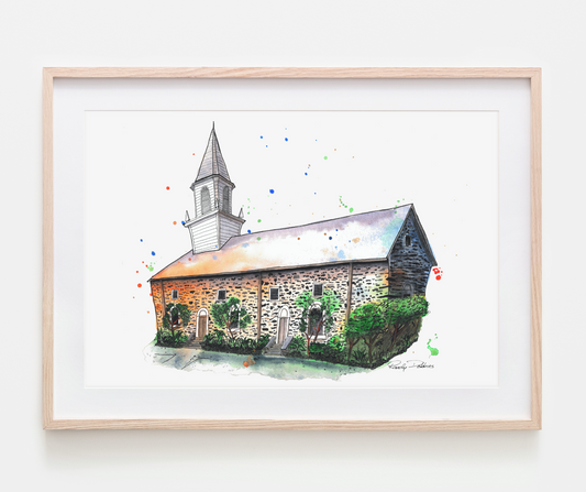 Moku'aikaua Church Prismatic Watercolor Print - Hawaii's Oldest Church Transformed into Vibrant Abstract Art