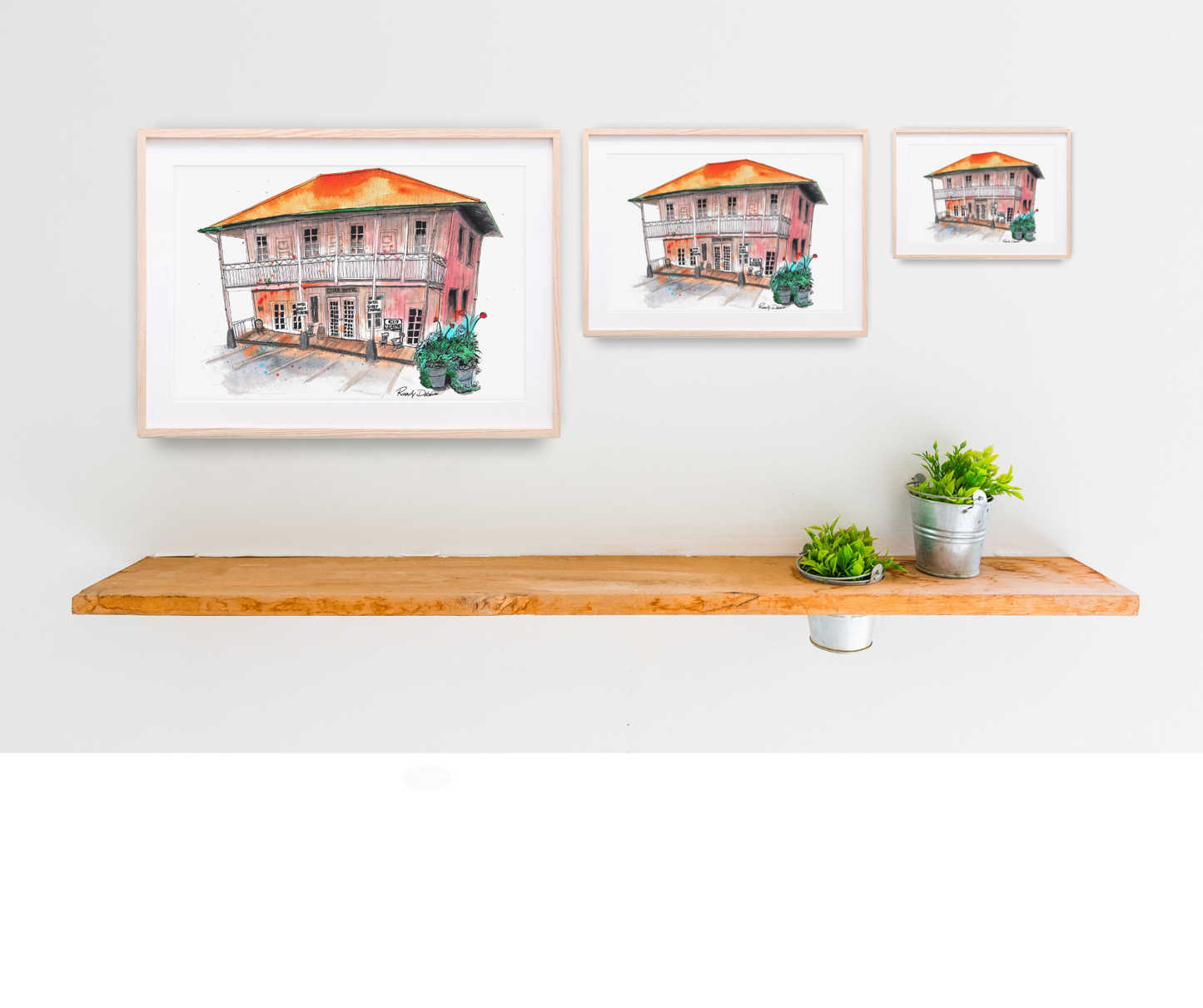 The Old Kona Hotel in Holualoa - Ink & Watercolor Painting - Vibrant Fine Art Giclée or Smooth Archival Matte Prints - Perfect For Art Enthusiasts