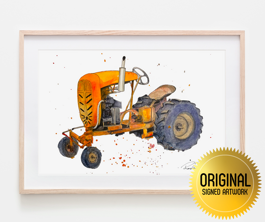 "A Hard Day's Work" Vintage Tractor ORIGINAL Watercolor Painting