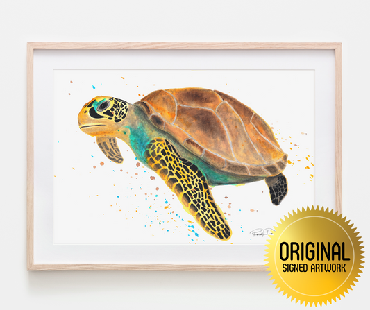 "Hamau Honu" Hawaiian Sea Turtle ORIGINAL Watercolor Painting