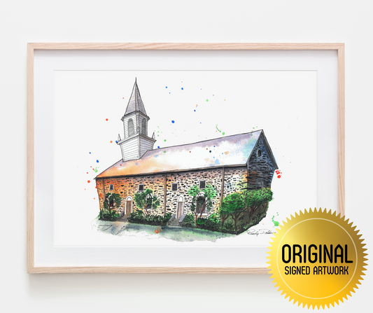 Moku'aikaua Church Prismatic Watercolor ORIGINAL - Hawaii's Oldest Church Transformed into Vibrant Abstract Art