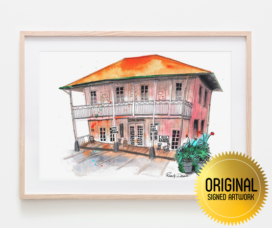 The Old Kona Hotel in Holualoa - Ink & Watercolor ORIGINAL - Perfect For Art Enthusiasts