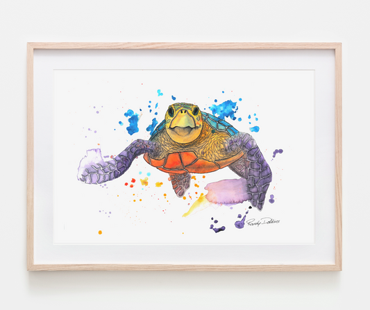 "Honu e Nana Ana" Sea Turtle Watercolor Print